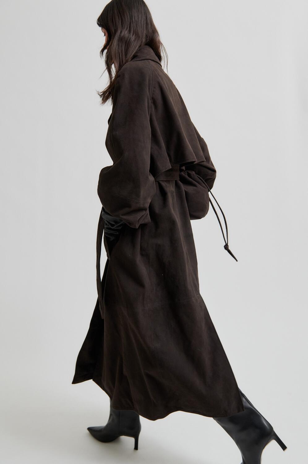 Noomi Suede trenchcoat - Chocolate Plum